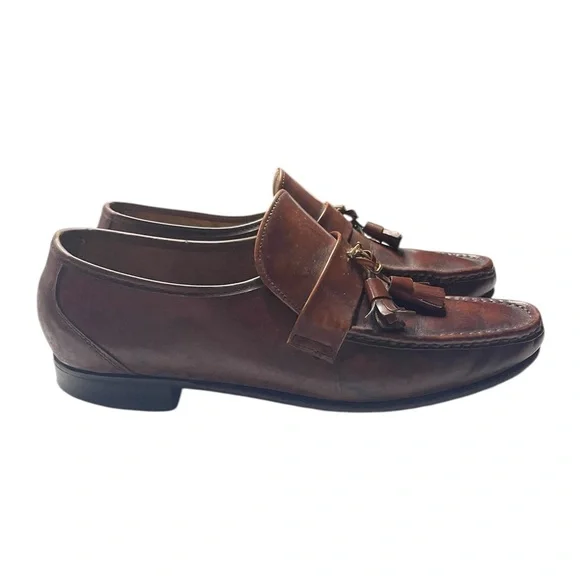 Mark XXII Men’s Brown Leather Tassel Loafers | Size 8.5 D - Picture 1 of 5